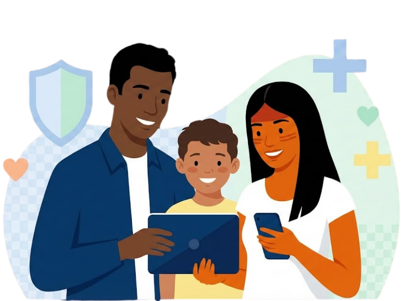 Família comparando planos de saúde no FortPlanos — comparador gratuito de operadoras