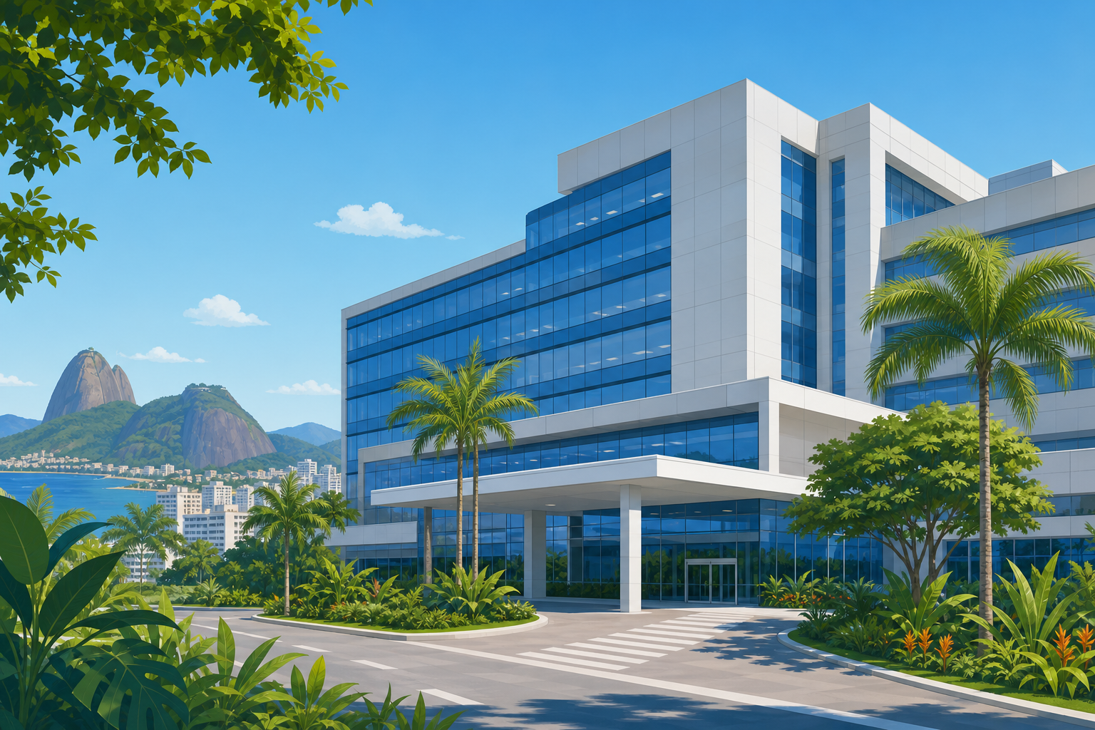 Interior de hospital moderno no Rio de Janeiro — rede credenciada de planos de saúde Copa Star, Samaritano, Quinta D'Or e Barra D'Or